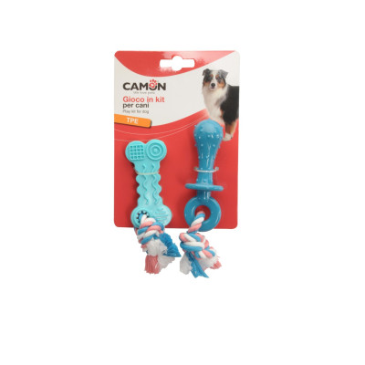 Camon hračka pre psa - TPE cumlík a kosť so šnúrkou