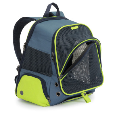 Dvojfarebný modro-žltý ruksak pre domáce zvieratá