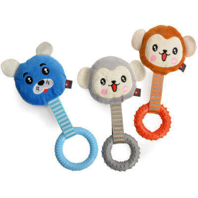 Hračka pre psov - polyesterové zvieratko s TPR krúžkom a pískadlom