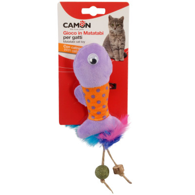 Hračka pre mačky - polyesterová rybka s matatabi a kocúrnikom