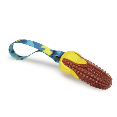 Hračka pre psov - kukuričný klas TPR s pískadlom a rúčkou