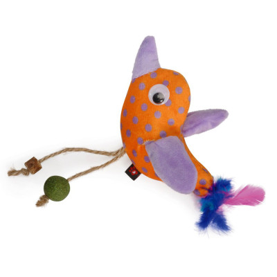 Hračka pre mačku - polyesterový vtáčik a matatabi s mačacou mätou