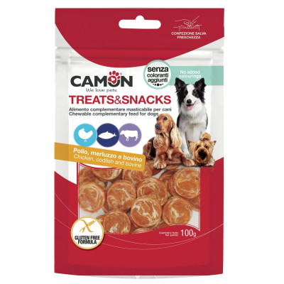 Treats&Snacks Dog - mince z kuraciny, tresky a hovädzej kože 50g