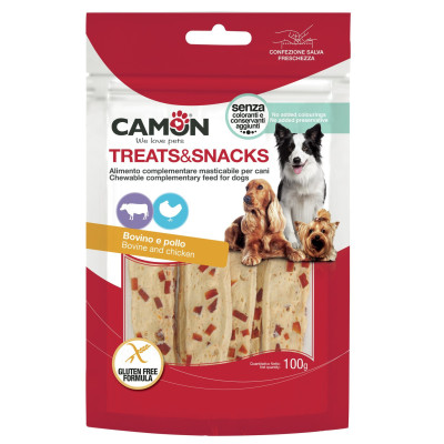 Treats&Snacks Dog - pásiky z kuraciny a hovädzej kože 100g