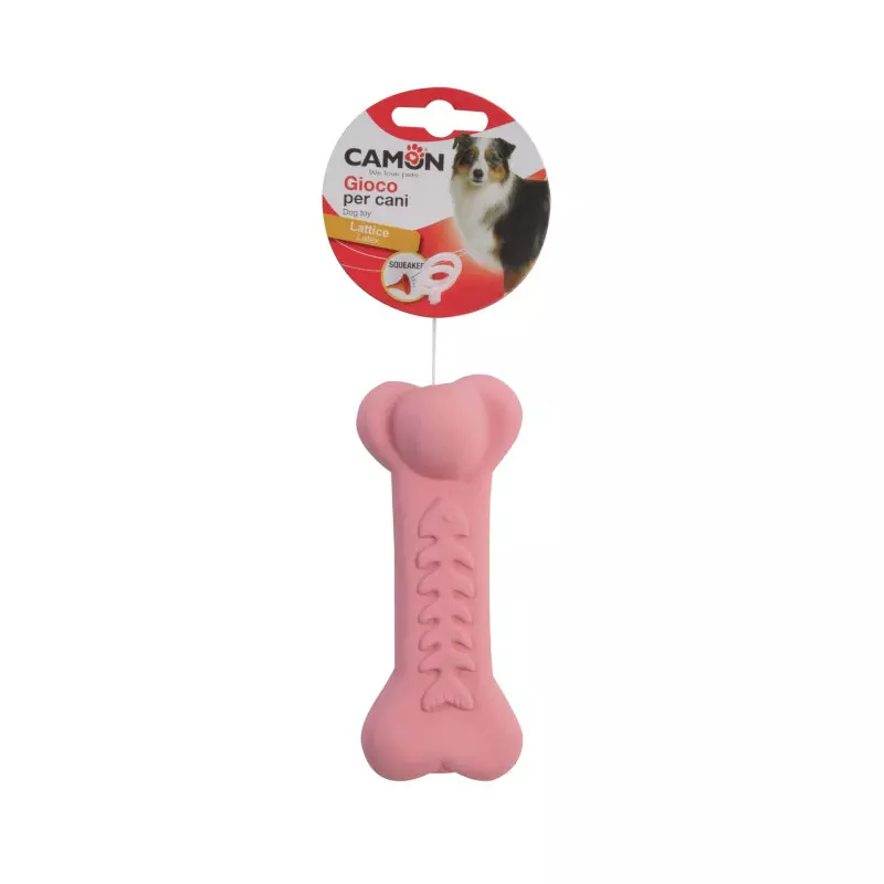 Hračka pre psa - ružová latexová kosť s piskotom