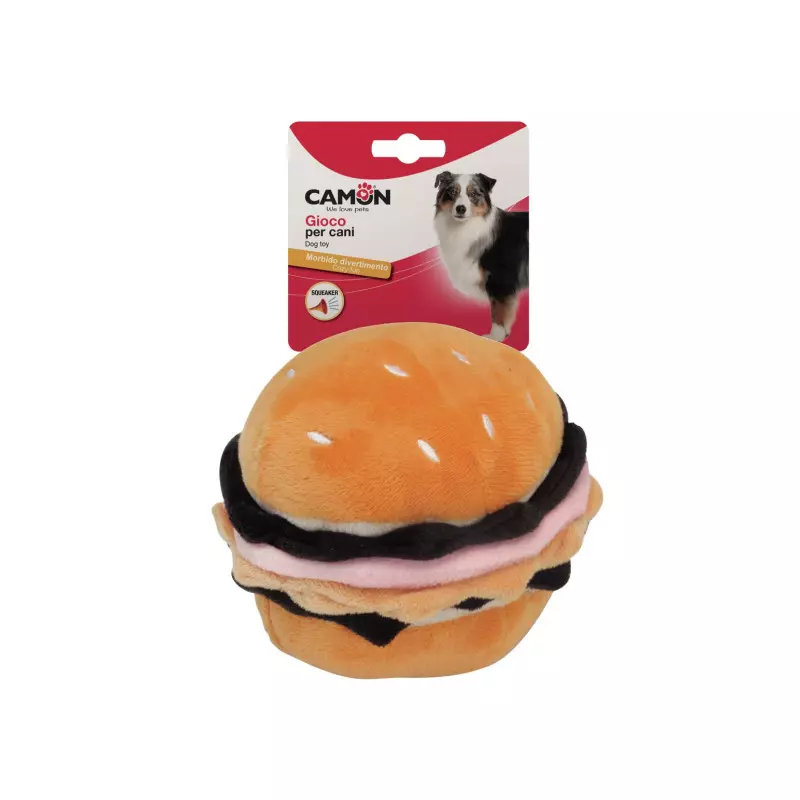 Hračka pre psa - polyesterový hamburger s piskotom