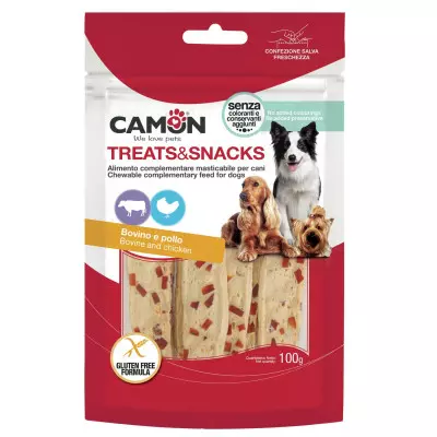 Treats&Snacks Dog - pásiky z kuraciny a hovädzej kože 100g