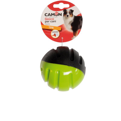 Hračka pre psa - dvojfarebná TPR loptička s pískadlom